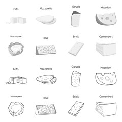 Isolated object of product and milk symbol. Collection of product and snack vector icon for stock.