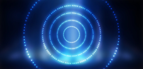 Futuristic abstract neon background, geometric shapes. Abstract light, rays and lines. Empty night scene.