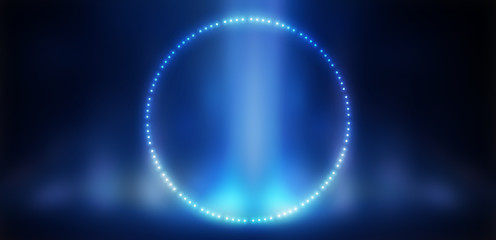 Futuristic abstract neon background, geometric shapes. Abstract light, rays and lines. Empty night scene.