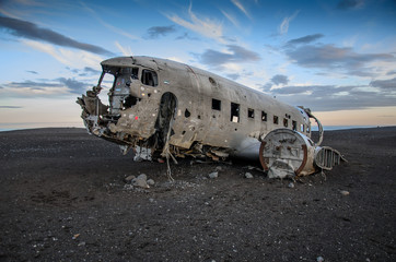 Fototapeta na wymiar airplane wreck, Iceland, europe, north