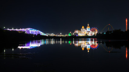 Fototapeta na wymiar Beautiful panoramic view of illuminated Hotels 
