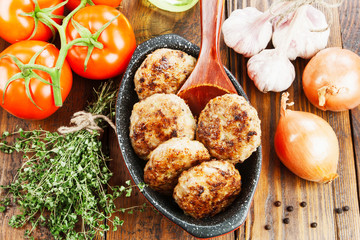 Burgers on the wooden table