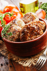 Burgers on the wooden table