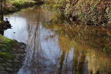Idyllische Flusslandschaft bei Sonnenschein