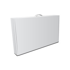 White Cardboard Package Box With Handle. Vector Mock Up Template