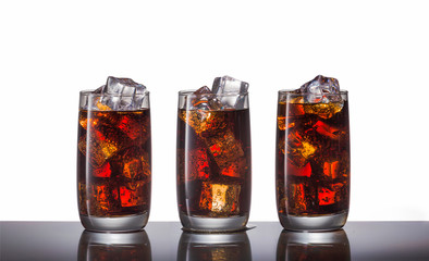 Few cocktails with rum and cola. Alcoholic and non-alcoholic cocktails