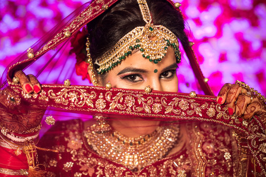 High angle view of an Indian bride sitting Stock Photo - Alamy