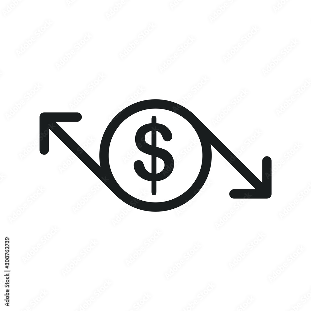 Poster Cost reduction icon template color editable. Dollar Down symbol vector sign isolated on white background. Simple logo vector illustration for graphic and web design.