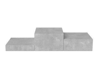 Concrete winners podium. Blank pedestal. Template. 3d illustration