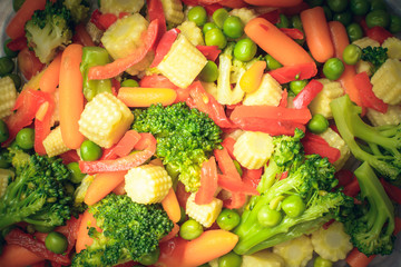 Vegetable mix boiled for salad.