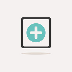 Pharmacy cross sign. Icon with shadow on a beige background. Medicine vector illustration