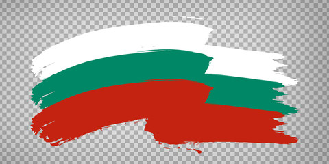 Flag Republic of Bulgaria, brush stroke background.  Waving Flag of Bulgaria on tranparent backrgound for your web site design, logo, app, UI. Europe. EPS10.