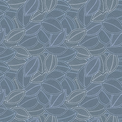 Hand-drawn leaves in doodle style seamless pattern.