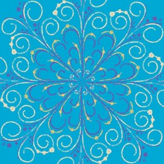 chalk illustration beige  pattern on blue  background