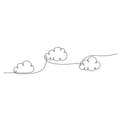 Continuous one line clouds floating in the sky. vector illustration.