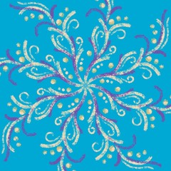 chalk illustration beige  pattern on blue  background