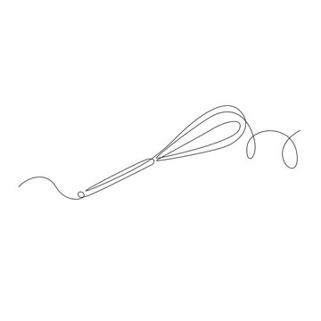 Continuous one line drawing whisk. Stock vector illustration.