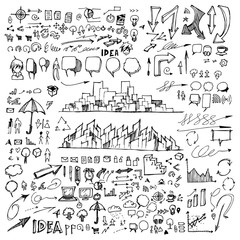 Obraz premium Set of Business Drawing illustration Hand drawn doodle Sketch line vector eps10