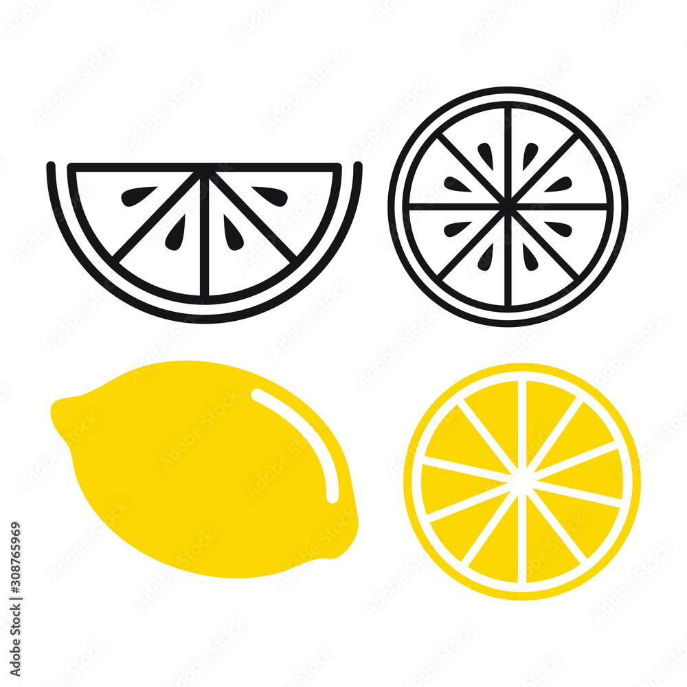 Poster Fresh lemon fruits icon template color editable. lemon fruits symbol vector sign isolated on white background. Simple logo vector illustration for graphic and web design.