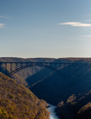 view of New River Gorge Bridge during fall in West Virginia 