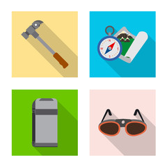 Vector design of mountaineering and peak sign. Collection of mountaineering and camp stock symbol for web.