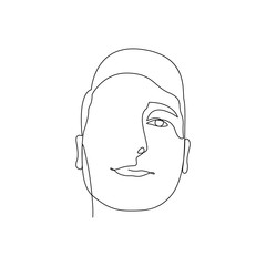 Continuous one line face of man. Stock illustration.
