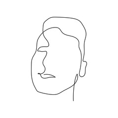 Continuous one line abstract face of man . Stock illustration.