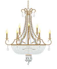 illustration of a chandelier with crystal pendants on a white background