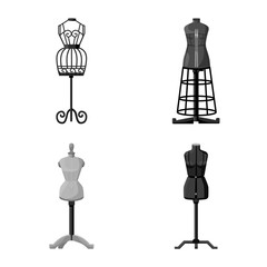 Vector illustration of mannequin and fashion sign. Set of mannequin and manikin vector icon for stock.