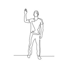 Continuous one line man waving. Human relations and feelings. Stock illustration.