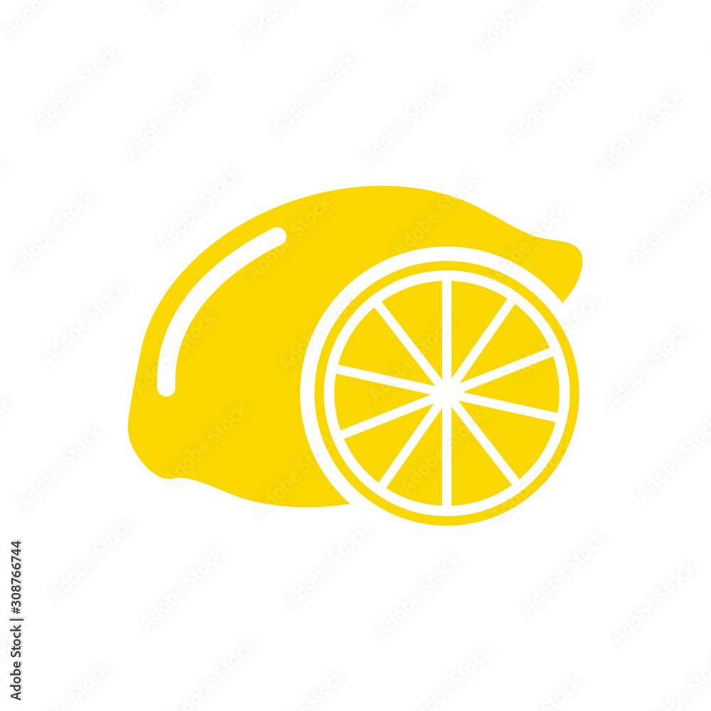 Aufkleber fresh lemon fruits icon template color editable. lemon fruits symbol vector sign isolated on white b