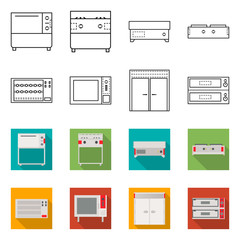 Vector design of domestic and appliances icon. Collection of domestic and furniture vector icon for stock.