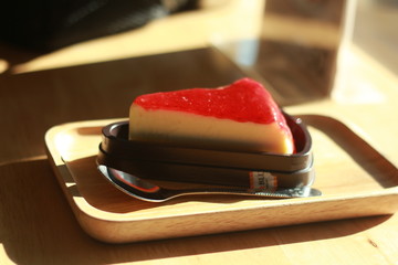 Delicious cheesecake in the evening