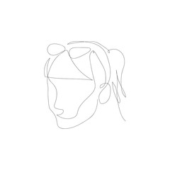 Continuous one line woman with glasses. Vector illustration.