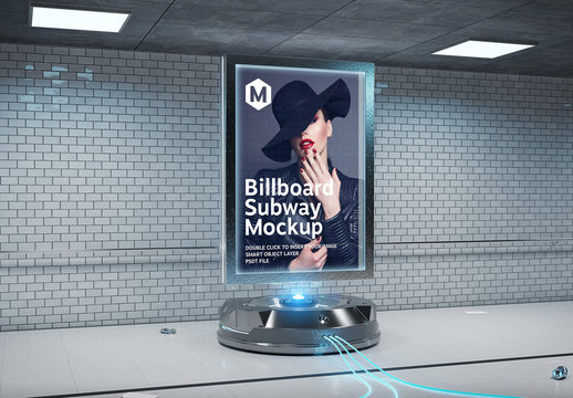 Futuristic Billboard Mockup in Tunnel