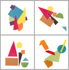 set pattern of colorful geometric shapes