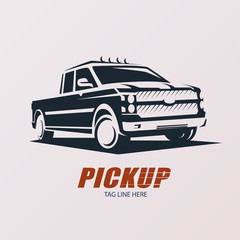 pickup car stylized vector symbol, logo or emblem template - obrazy, fototapety, plakaty