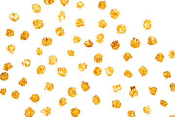 Caramel pop corn isolated on white background.