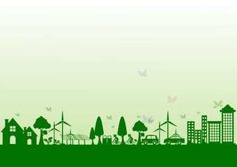 Infographic green ecology city and Renewable energy  .friendly concept. background Vector illustrations