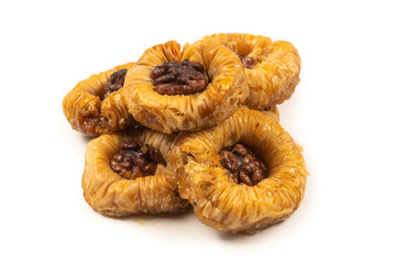 Tasty baklava isolated on white background.