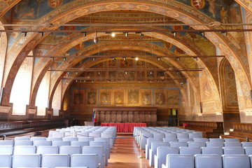 Interior of Notari Hall, Perugia. Interior of Notari Hall in Palazzo dei Priori has a vault...