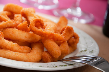 fried squid in a plate on the table