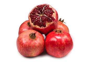 Sweet pomegranate isolated on white background.