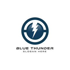 Blue Thunder bold logo Icon on the white background