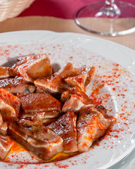 pork ear on the table, closeup