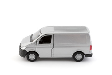 Transport silver van car on white background with clipping path