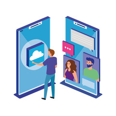 Smartphones design, Digital technology communication social media internet and web theme Vector illustration