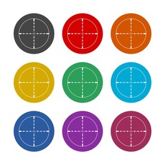 Aim color icon set isolated on white background
