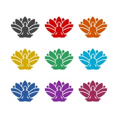 Yoga color icon set isolated on white background