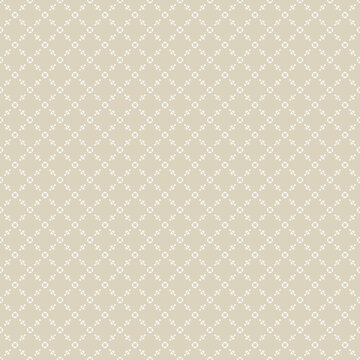 Vector golden seamless pattern, repeat geometric background. White and beige figures, elegant ornamental texture. Illustration of lattice, delicate mesh, grid. Design for prints, decoration, textile